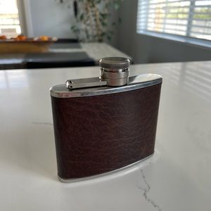 Vintage COMOY's of London Stainless Steel Leather Wrapped Hip Flask